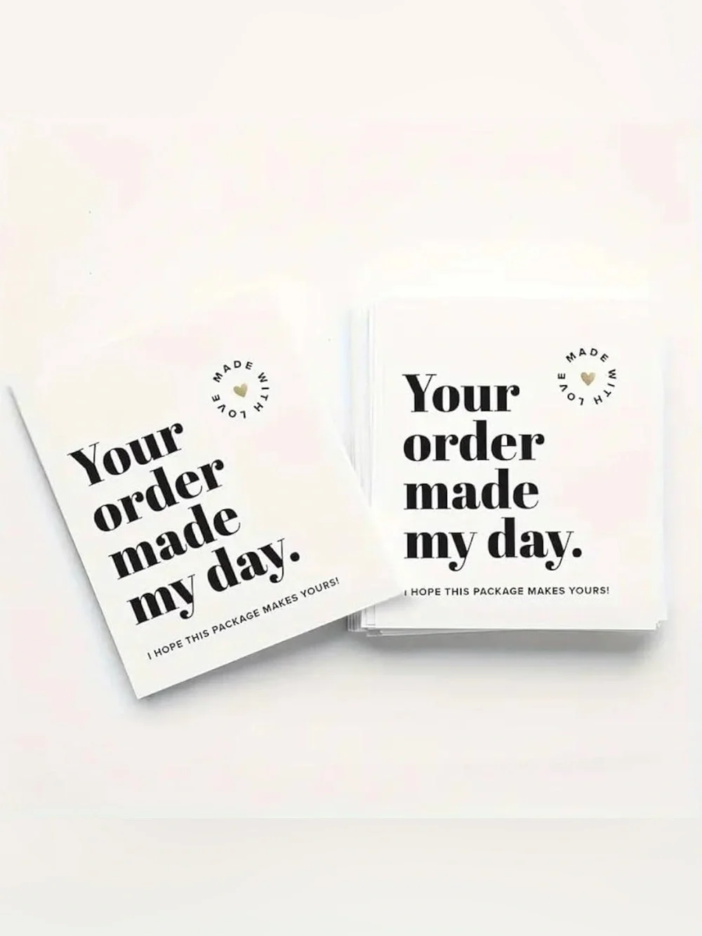 Thank you Cards “Your Order Made My Day” Set of 50 - 3.5”x 3”